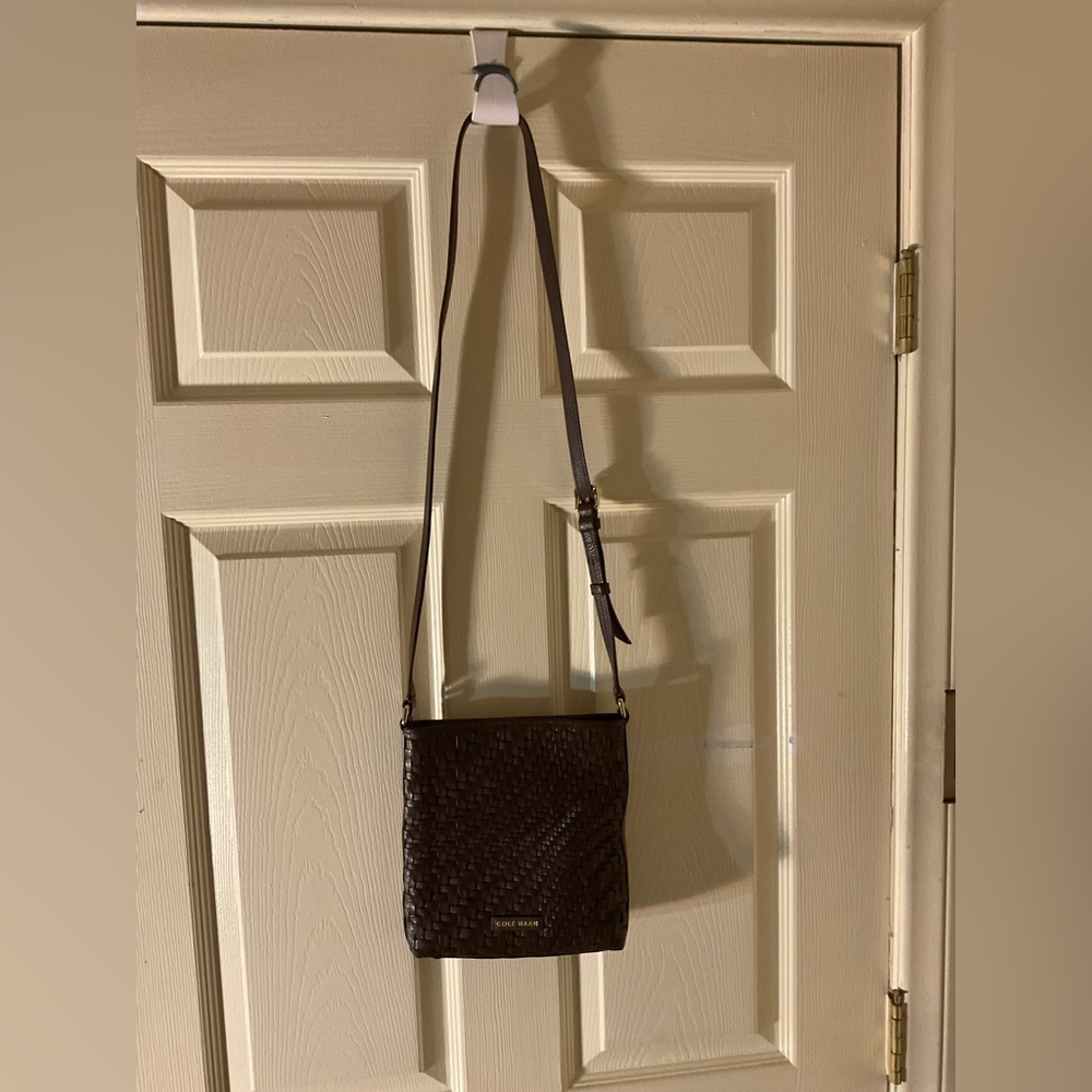 Cole Haan Dark Brown Woven Shoulder Bag - Picture 3 of 6